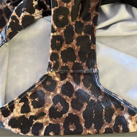COCOSHIP Black Animal Leopard Print Pinup High Waisted Ruched Bikini Bottoms L - Picture 5 of 5